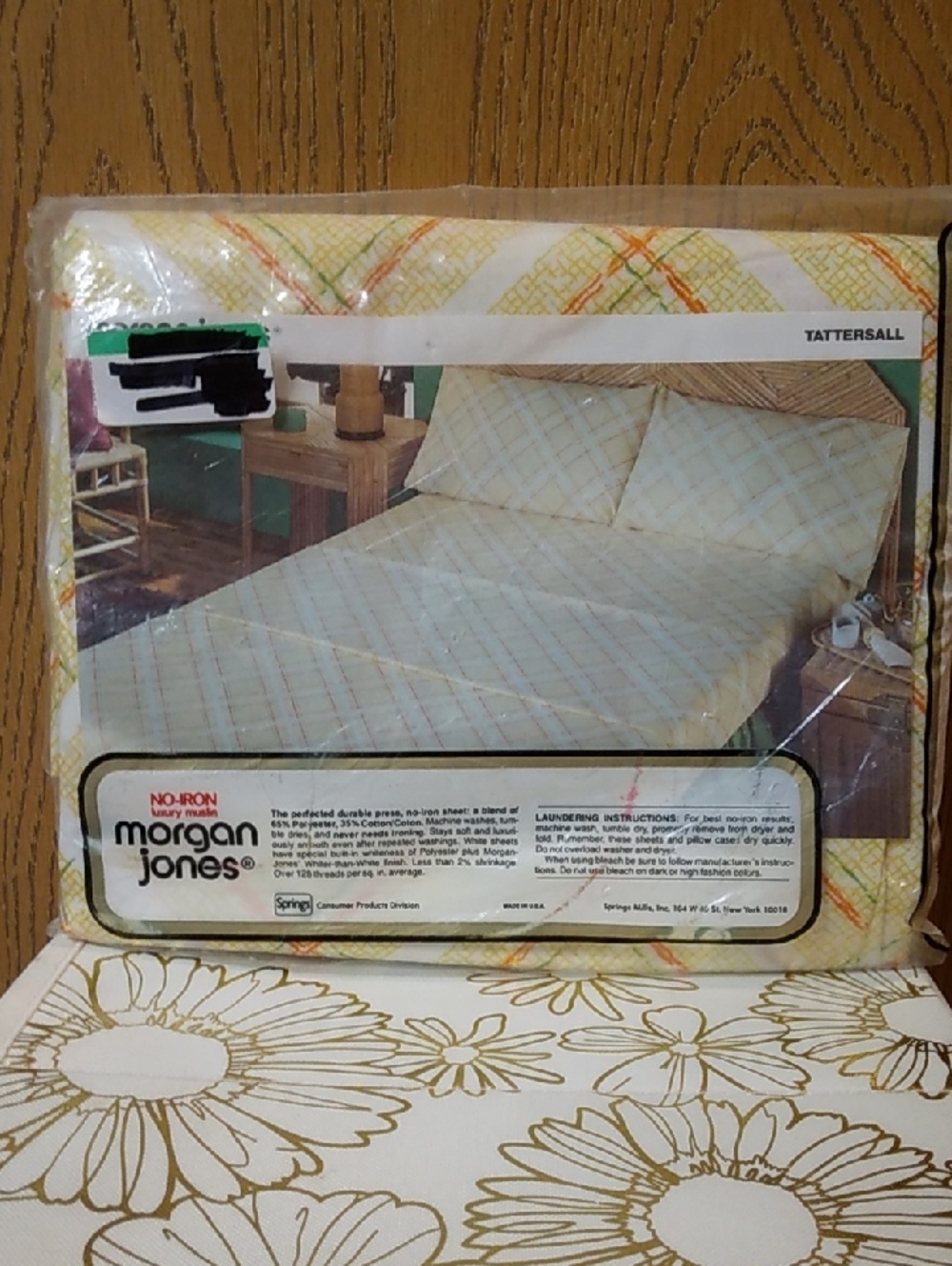 Vintage Morgan Jones No-Iron Luxury Muslin Twin Flat Sheet Yellow & Orange Plaid - Picture 6 of 8